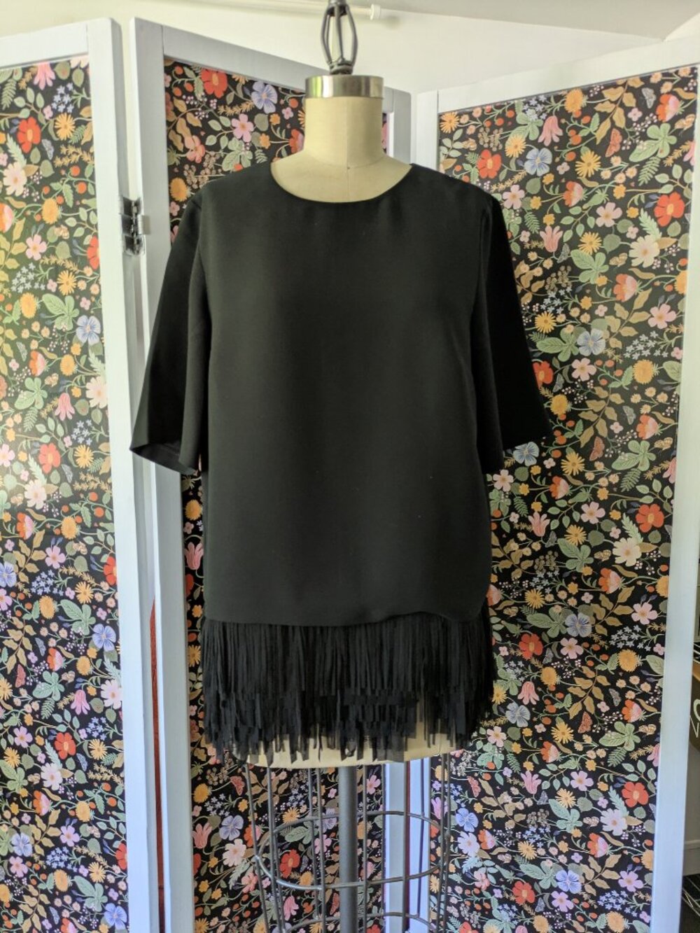Banana Republic Black Fringe Top, Size M